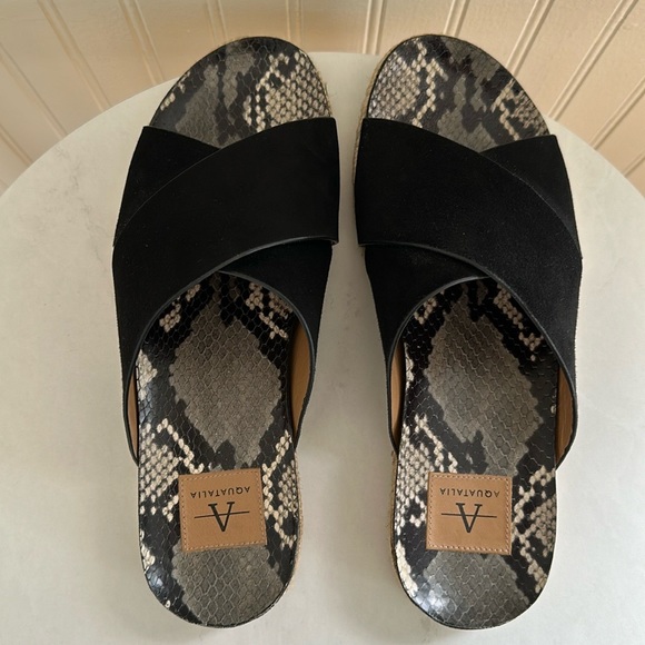 Aquatalia Elyse Espadrille Sandals Suede/Snake Black - Picture 3 of 11
